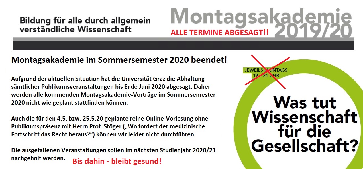 Montagsakademie im Sommersemester beendet 2020 04 20